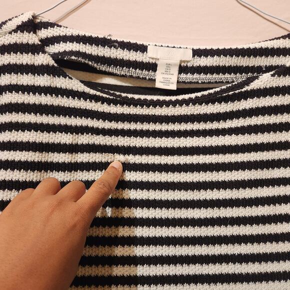 H&M Women's Sz L 'Boxy' Stripes Oversized Textured Top Lightweight Sweater - Picture 7 of 9